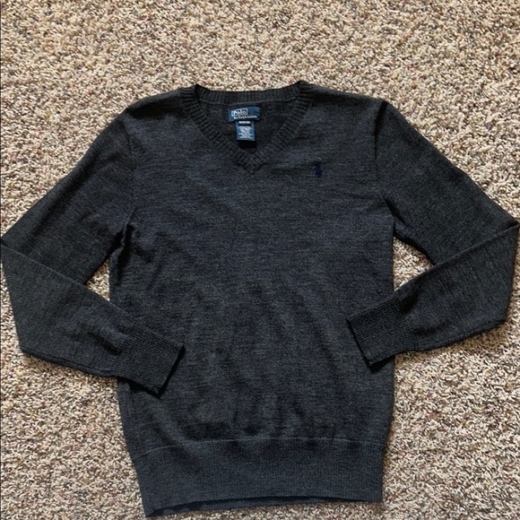 Polo by Ralph Lauren Vintage Kids Gray V-Neck Sweater Size YM - Picture 7 of 7